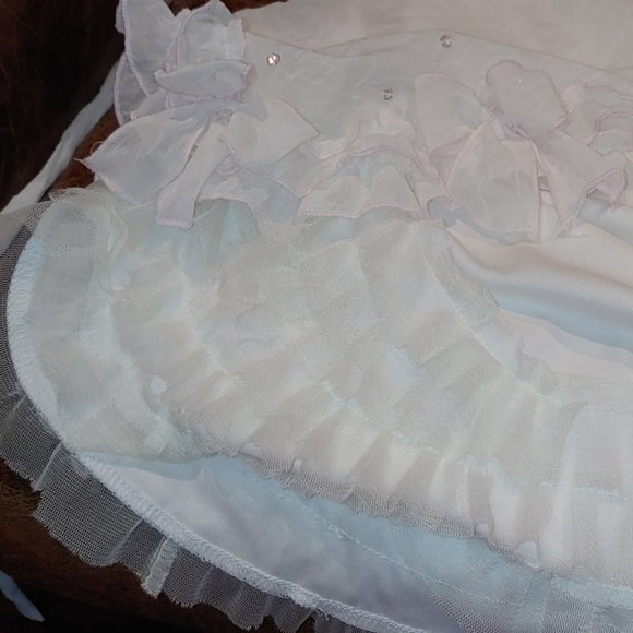 NWOT White Chiffon Pink Detail Sleeveless Dress - Picture 6 of 8